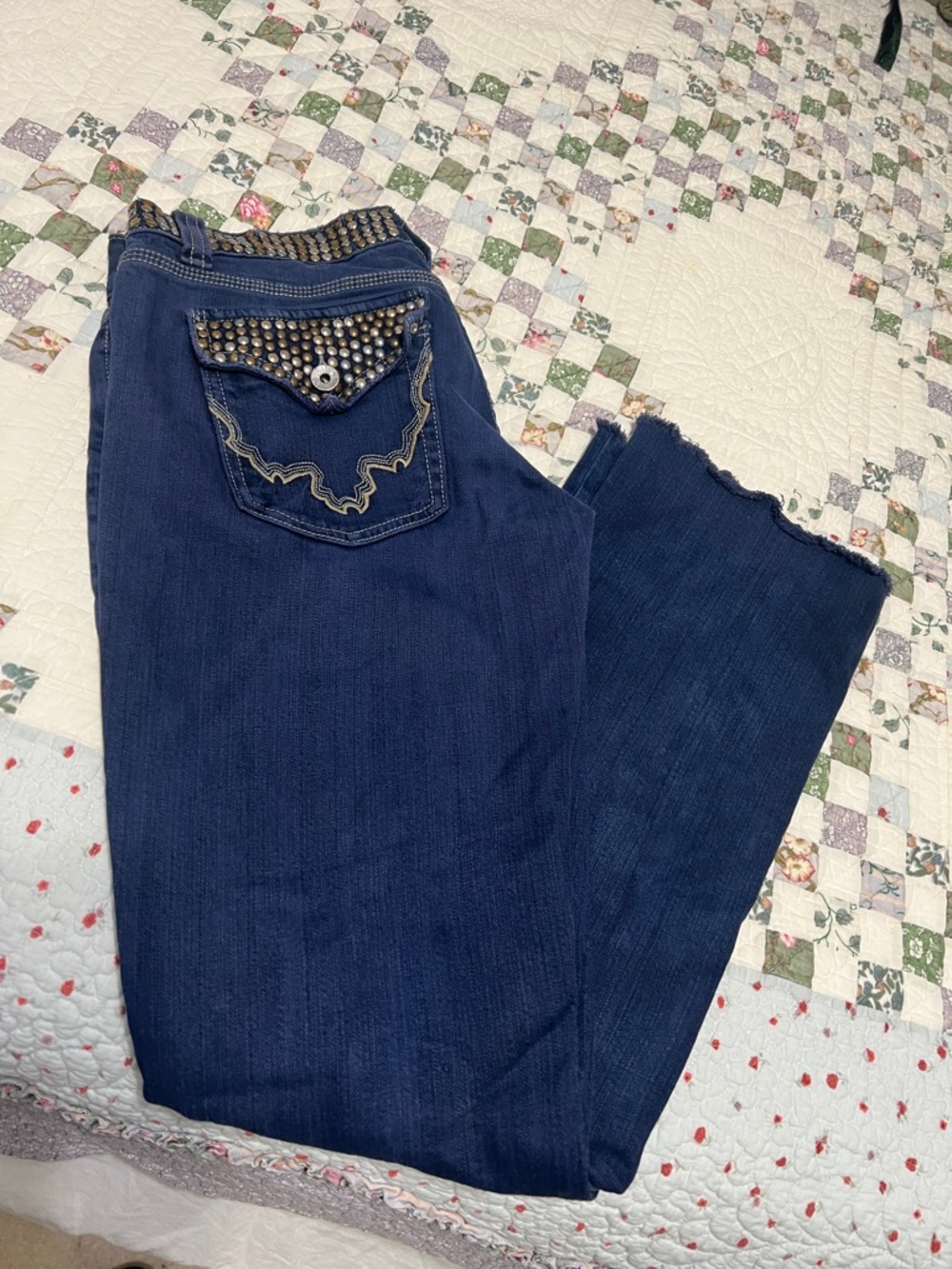 Miss Me Dark Blue Boot Cut Jeans with Studded Pocket 29